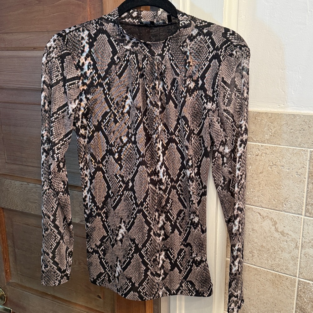 Badgley Mischka snakeskin python print high-neck Blouse top